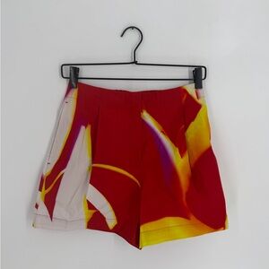 Cos Regular Fit Printed Lea Colombo Pleated Shorts In Red White Yellow